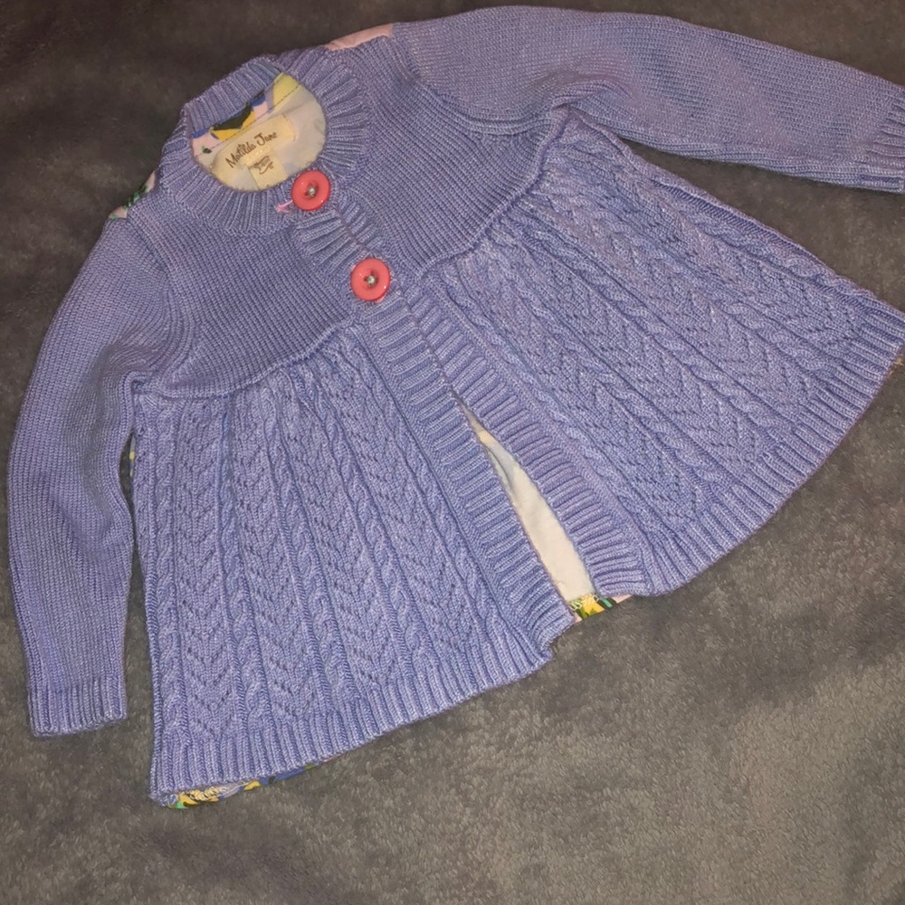 Matilda Jane Infants Cardigan Sweater W/Floral Back 3-6M